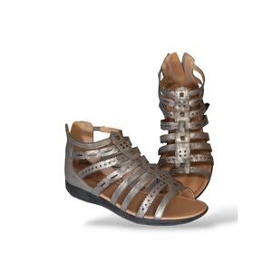 NIB Comfortview Gladiator Metallic Sandals Zip Closure 9.5WW